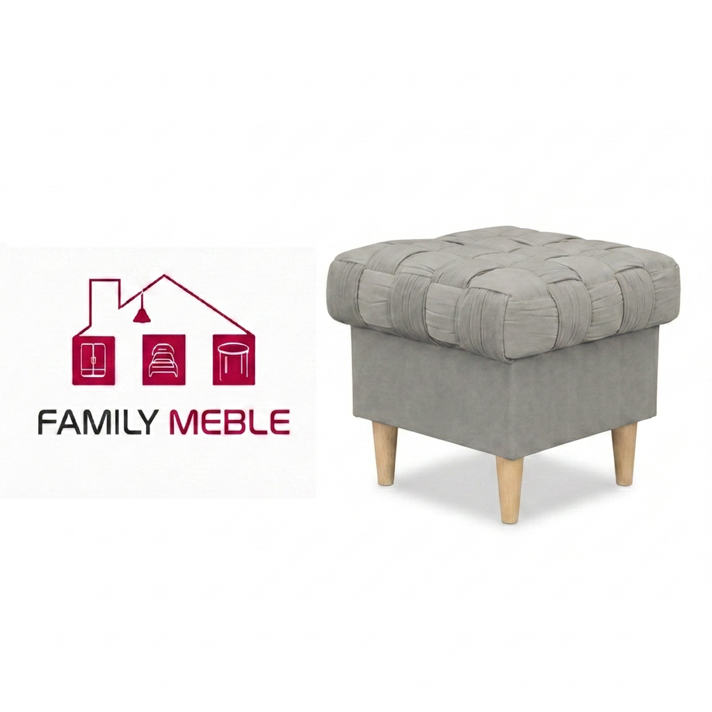 Family Meble — Pufa otwierana podnóżek pojemnik siedzisko szary welur Carol Family Meble