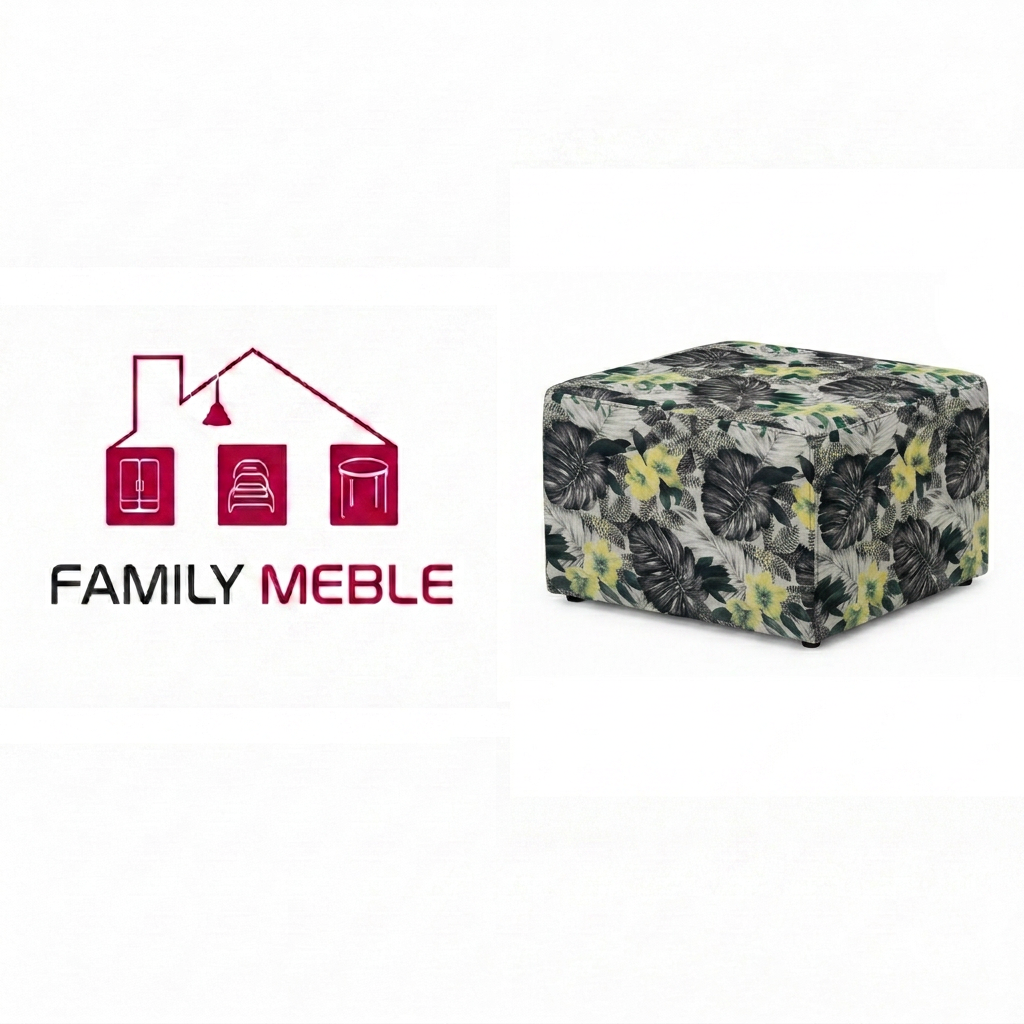Family Meble — Pufa podnóżek siedzisko kostka siwy zielony szary tapicerowana Fami Family