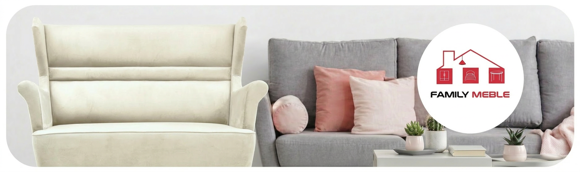 Family Meble — Sofa Kanapa Uszak Skandynawska beżowa nowoczesna aksamit Zoja Family Meble
