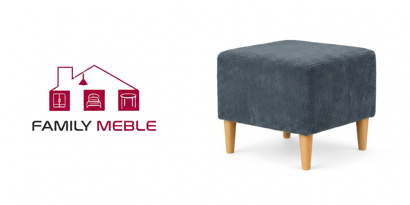 Family Meble — Ari pufa tapicerowana puf podnóżek siedzisko salonu granatowa Family Meble