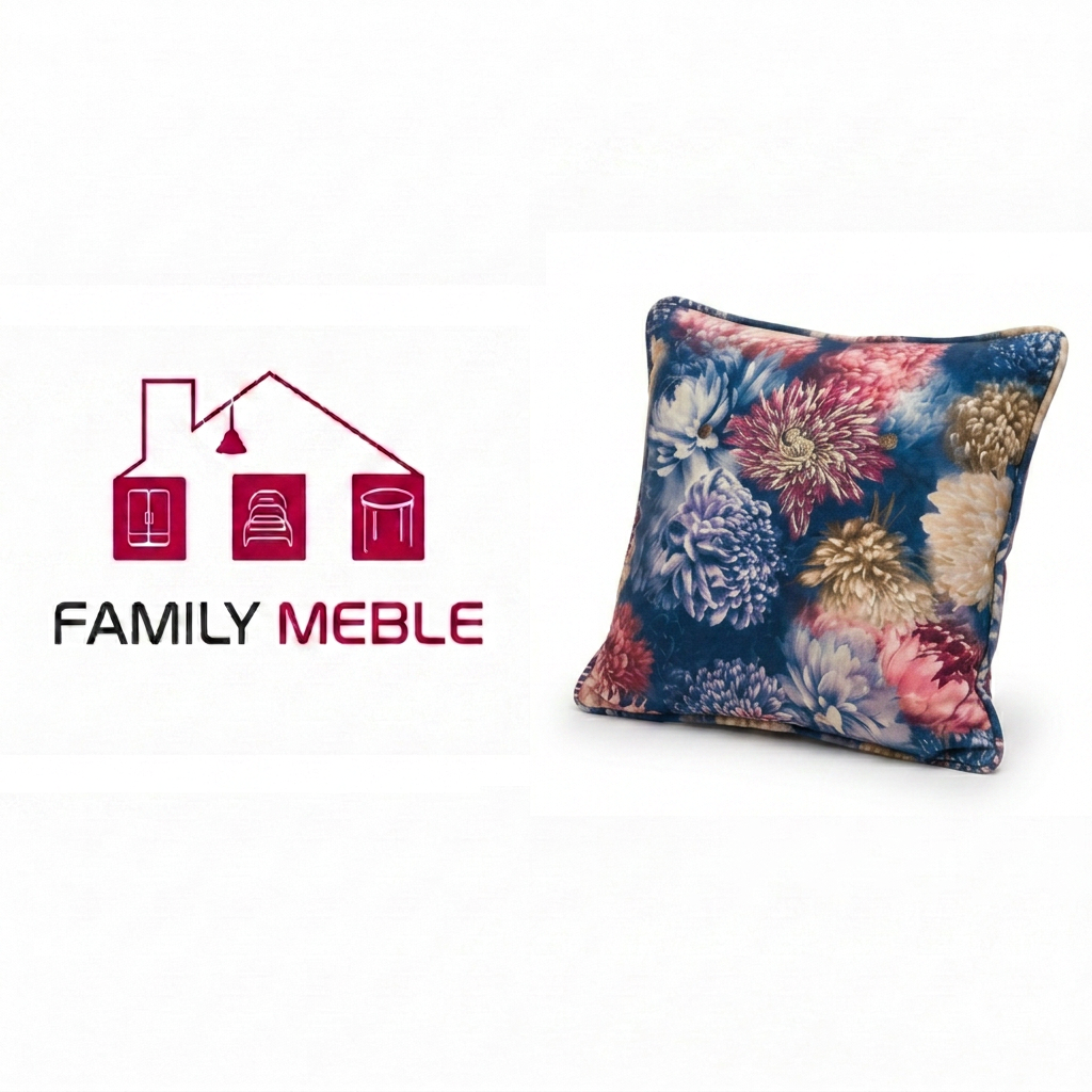 Family Meble — Poduszka dekoracyjna jasiek 45 x 45 poszewka niebieskie tkanina Family