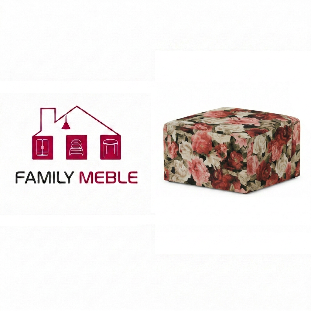 Family Meble — Pufa podnóżek siedzisko kostka kwiecisty welur Fami Family Meble