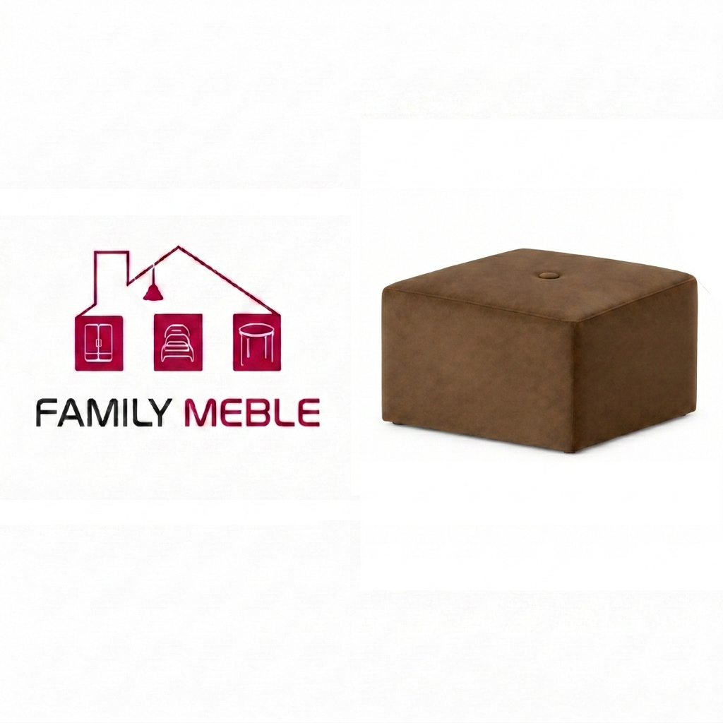 Family Meble — Pufa podnóżek siedzisko kostka beżowy welur tapicerowana do salonu FAMI