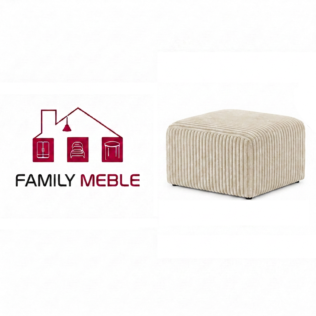 Family Meble — Pufa podnóżek siedzisko kostka beż jasny grub sztruks Fami Family Meble