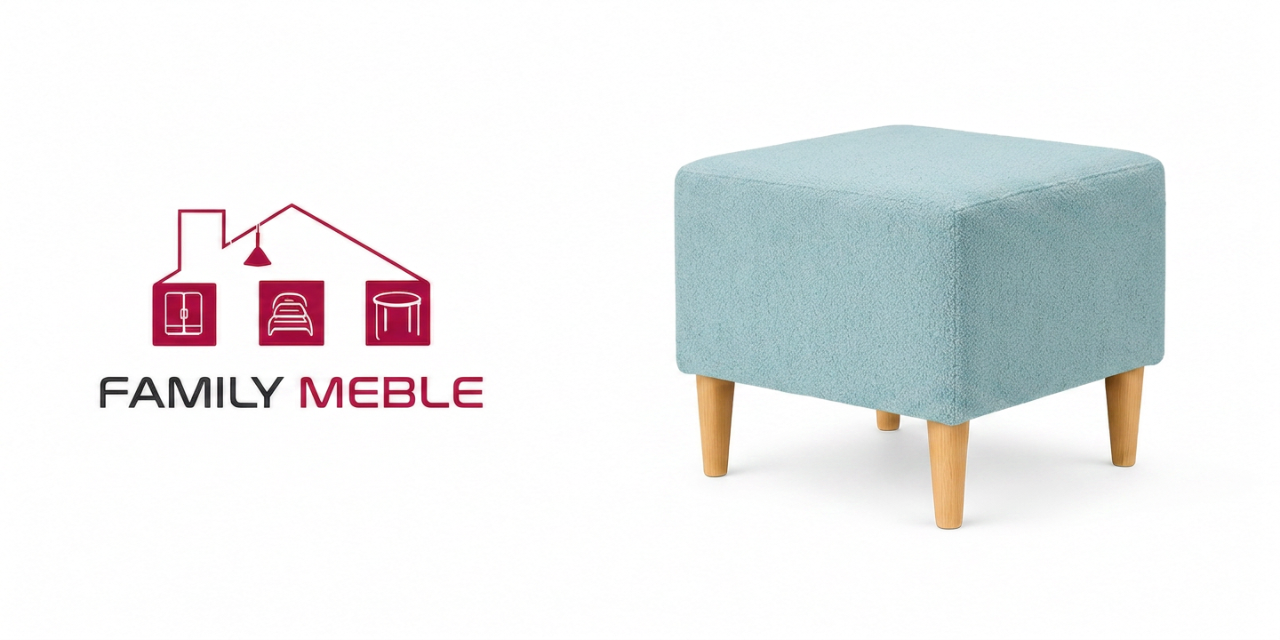 Family Meble — Ari pufa tapicerowana puf podnóżek siedzisko salonu niebieska Family Meble