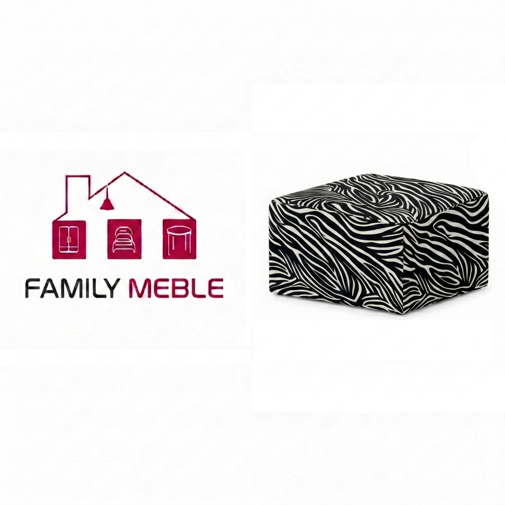 Family Meble — Pufa podnóżek siedzisko kostka czarno biały zebra tapicerowana FAMI Family
