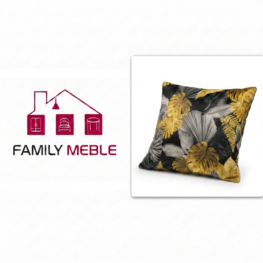 Family Meble — Poduszka dekoracyjna jasiek 45 x 45 poszewka czarny Family Meble