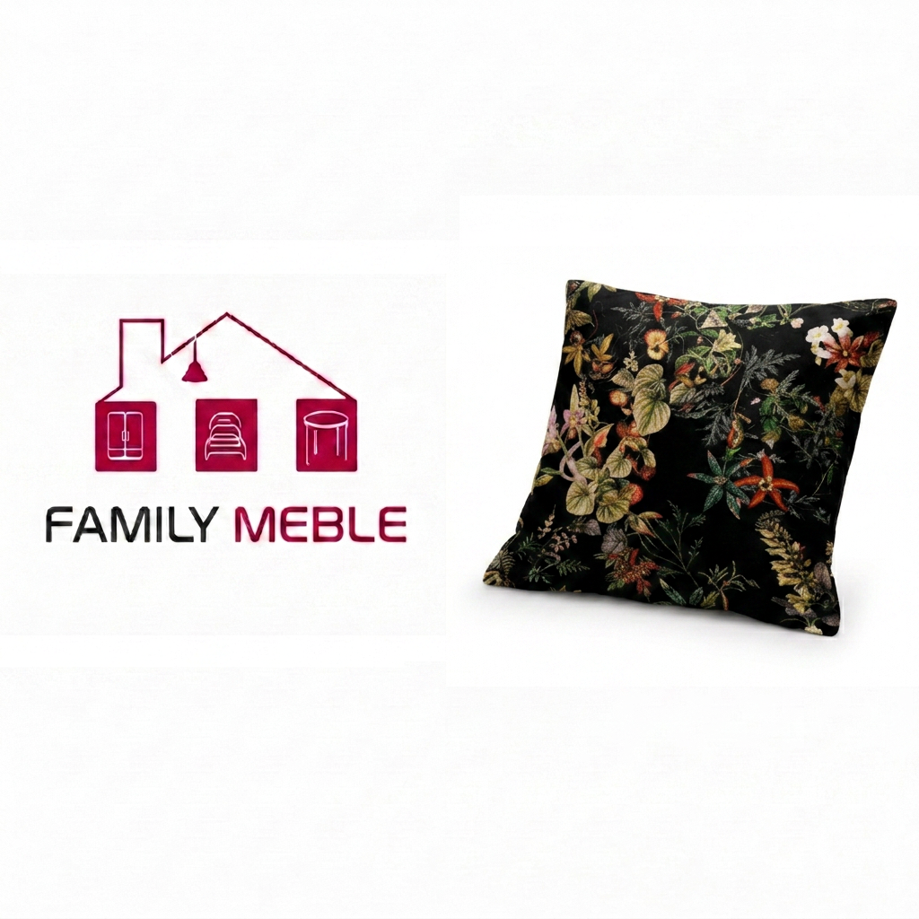 Family Meble — Poduszka dekoracyjna jasiek 45 x 45 poszewka czarny tkanina Family Meble