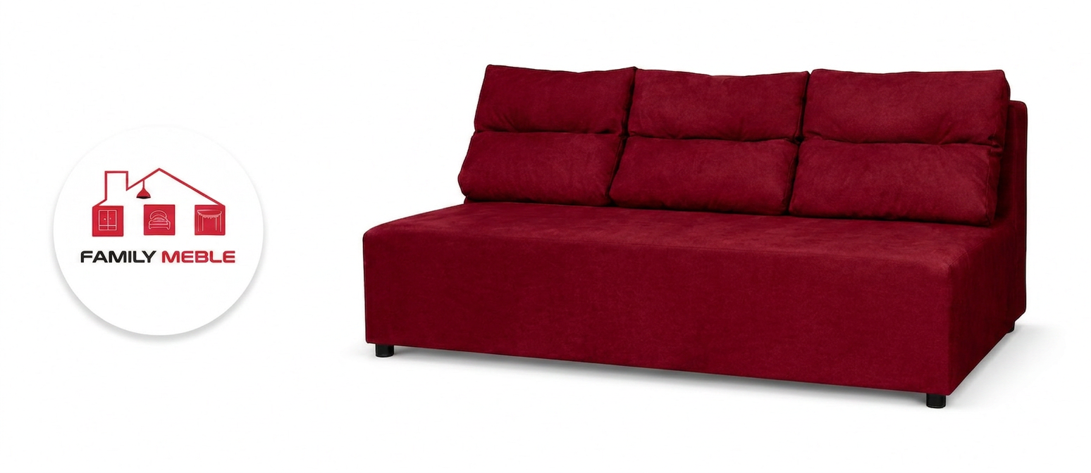 Family Meble — Zestaw wypoczynkowy sofa 3 kanapa fotele czerwony welur Kimo Family Meble