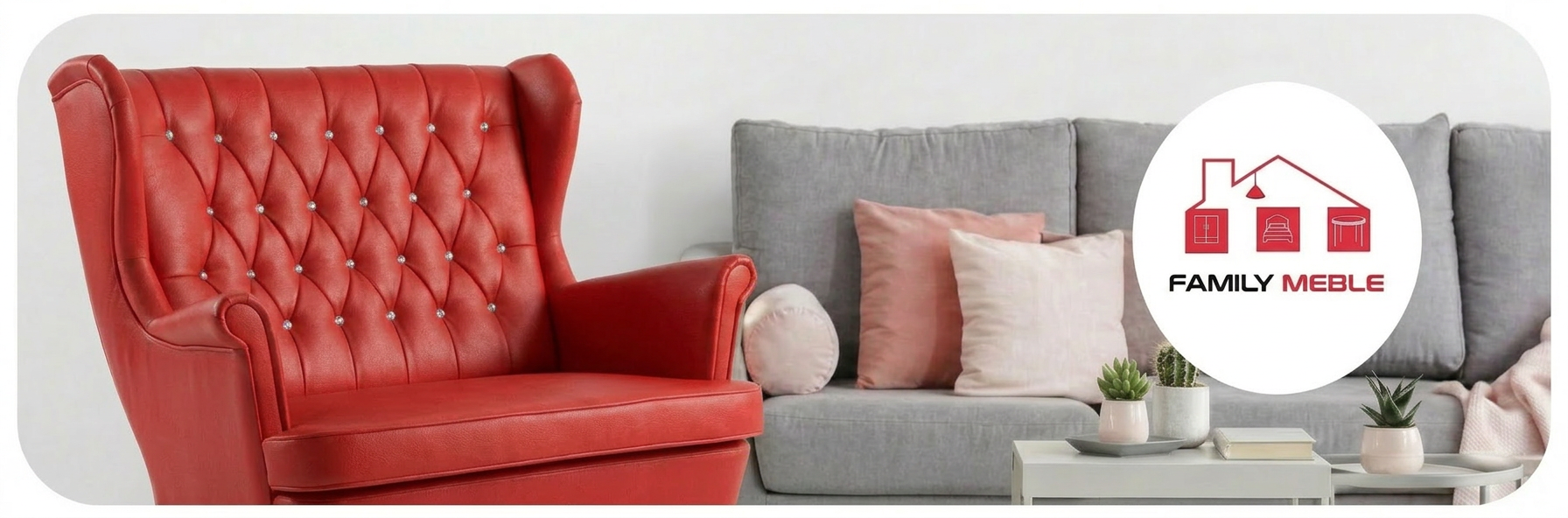 Family Meble — Sofa Kanapa Uszak Skandynawska czerwona glamour ekoskóra Gaja Family Meble