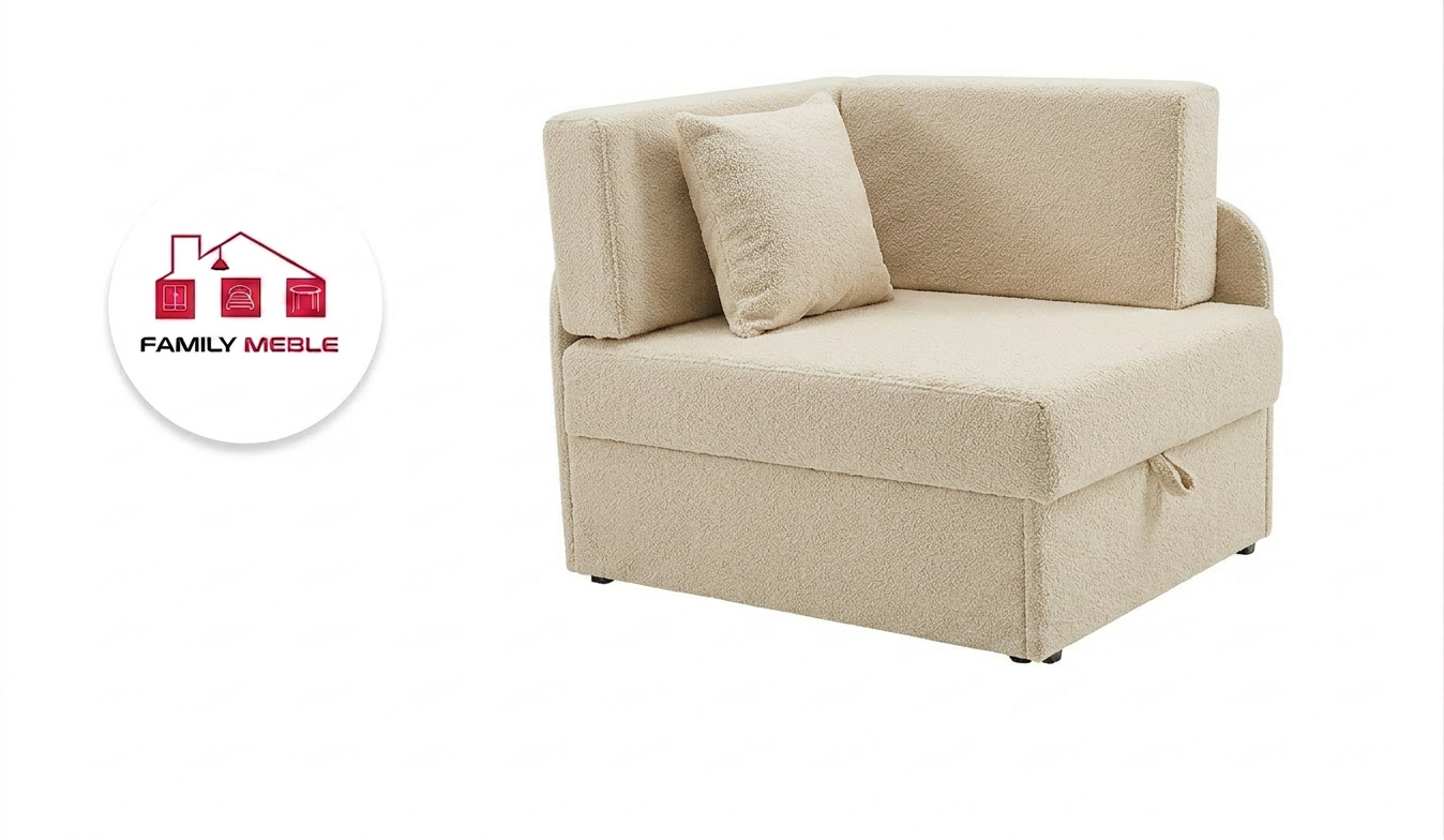 Family Meble — Łóżko dziecięce sofa kanapa rozkładana pojemnik beżowy welur wygodny Denis
