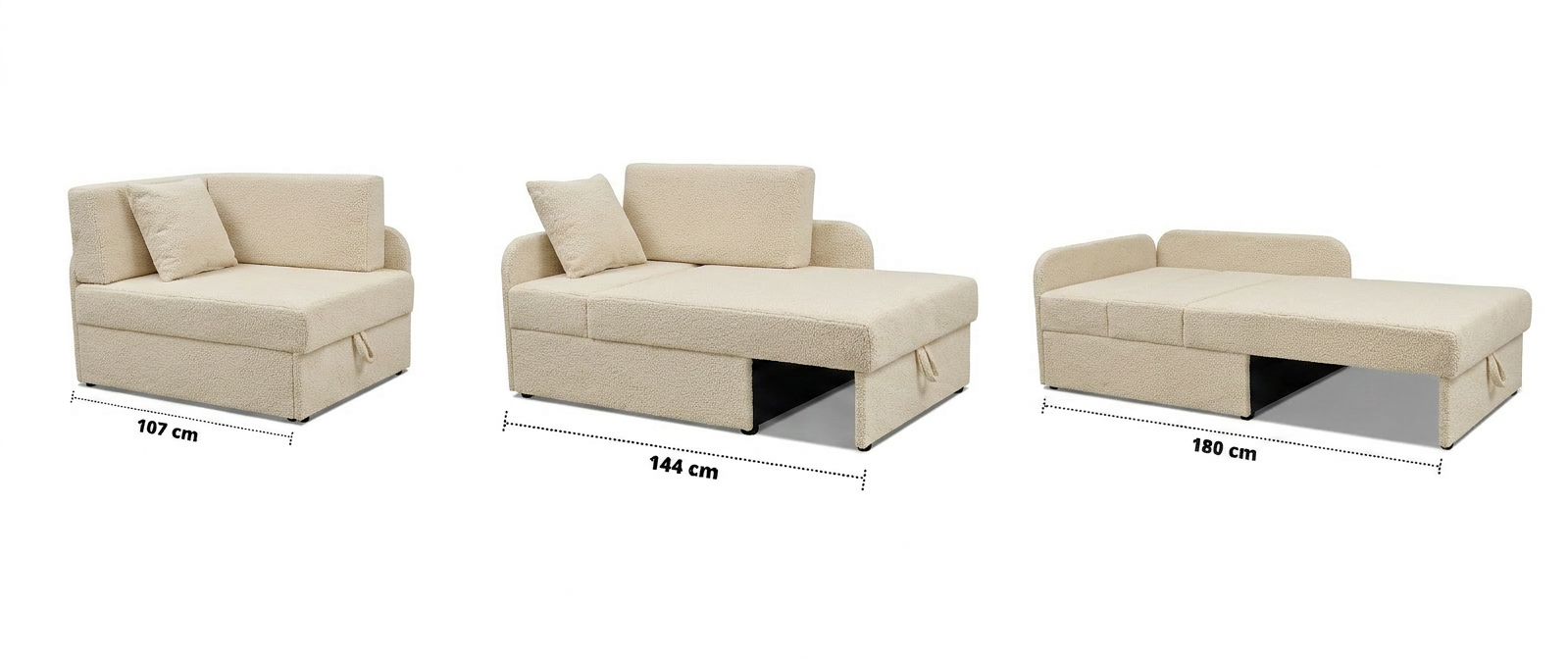 Łóżko dziecięce sofa kanapa rozkładana pojemnik beżowy welur wygodny Denis — widoki produktu