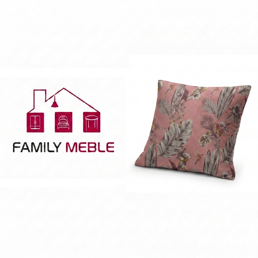 Family Meble — Poduszka dekoracyjna jasiek 45 x 45 poszewka pudrowy róż welur Family Meble