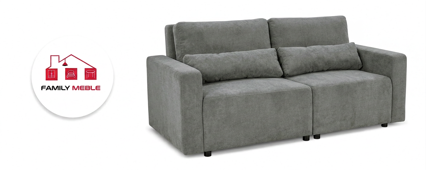 Family Meble — Zestaw wypoczynkowy sofa 2 kanapa fotele szary welur Komo Family meble