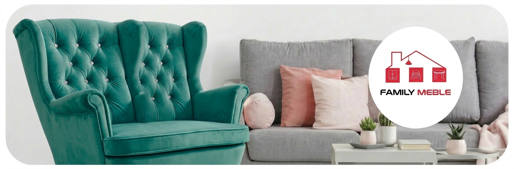 Family Meble — Sofa Kanapa Uszak Skandynawska niebieska jasna welur Gaja Family Meble