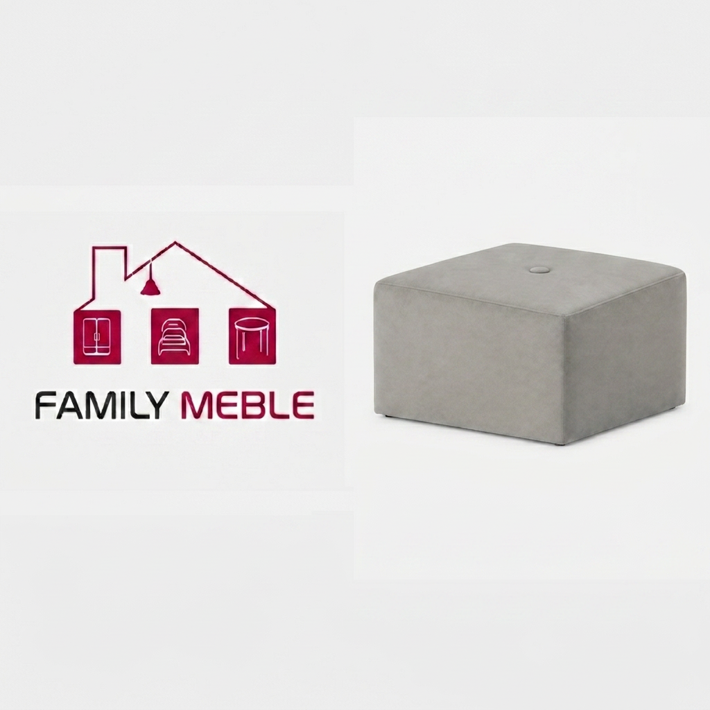 Family Meble — Pufa podnóżek siedzisko kostka szary welur FAMI Family Meble