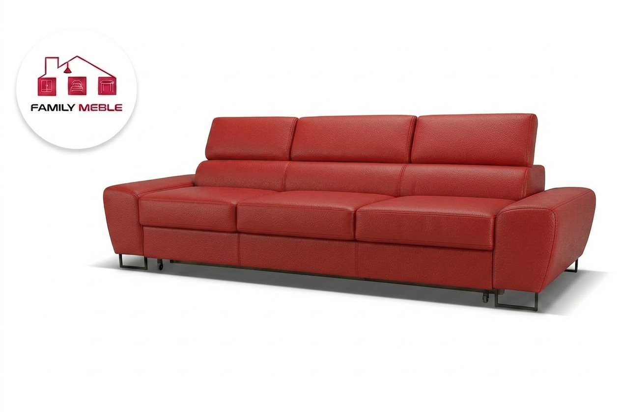 Family Meble — Zestaw wypoczynkowy sofa 3 kanapa fotele czerwony ekoskóra Savio Family