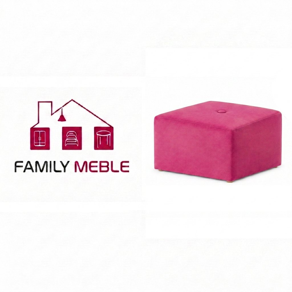 Family Meble — Pufa podnóżek siedzisko kostka różowy fuksja welur tapicerowana Fami Family
