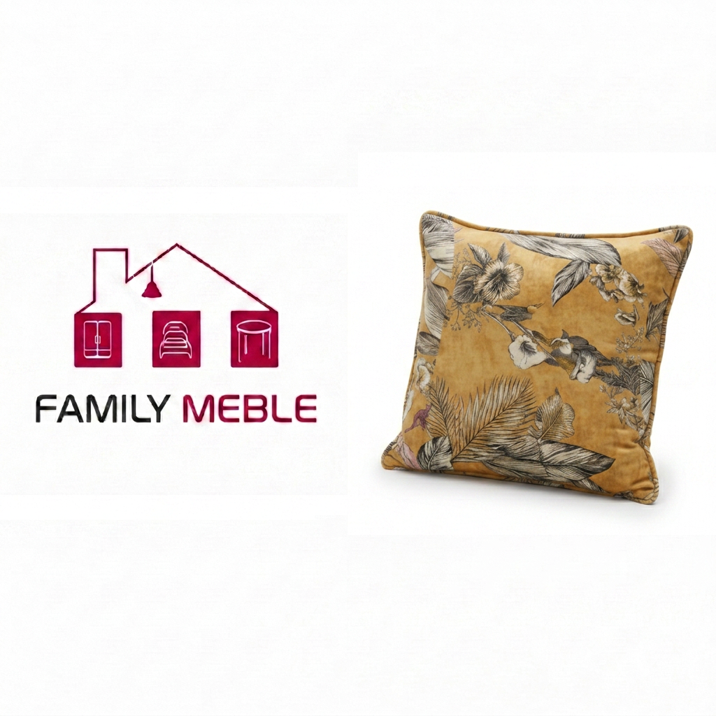 Family Meble — Poduszka dekoracyjna jasiek 45 x 45 poszewka żółty welur Family Meble