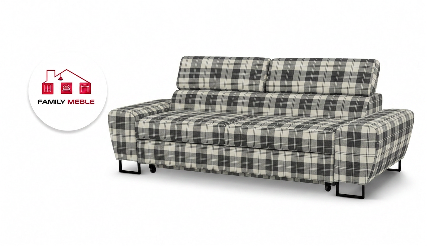 Family Meble — Zestaw wypoczynkowy sofa kanapa 2 fotele czarny biały Savio Family Meble