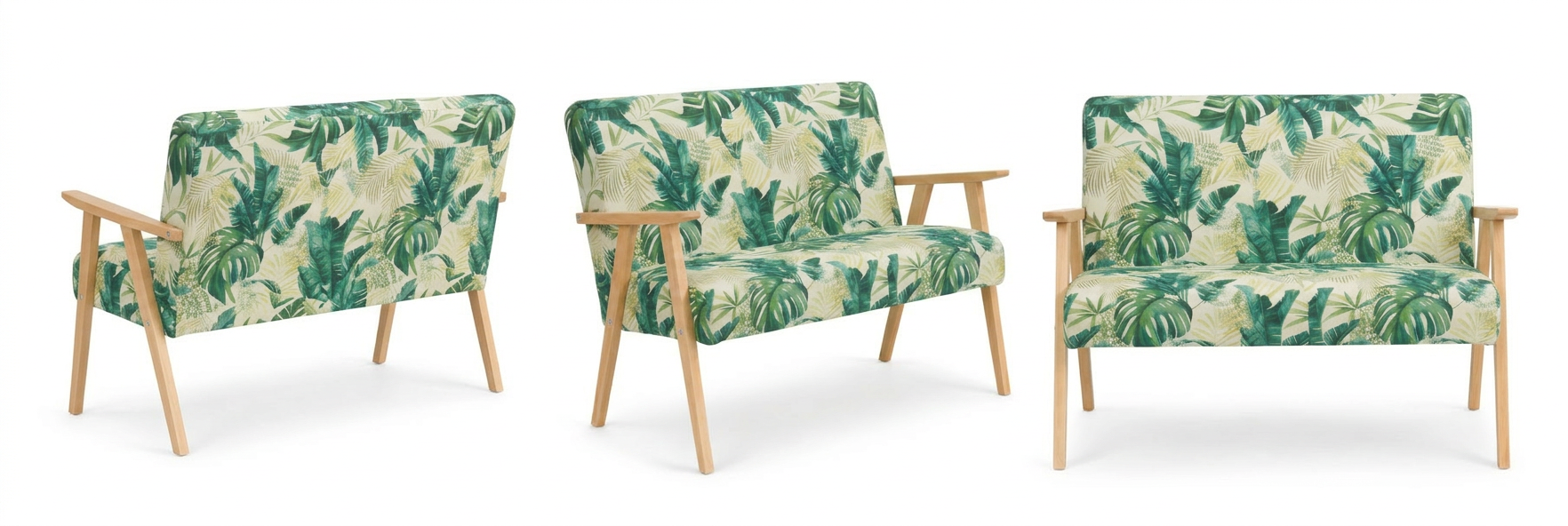Sofa stylu PRL retro kanapa vintage welur zielony print Soler Family Meble — widoki produktu