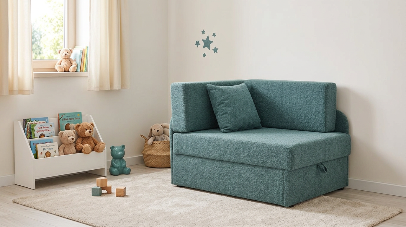 Łóżko dziecięce sofa kanapa rozkładana poj Denis niebieski Family Meble — komfort