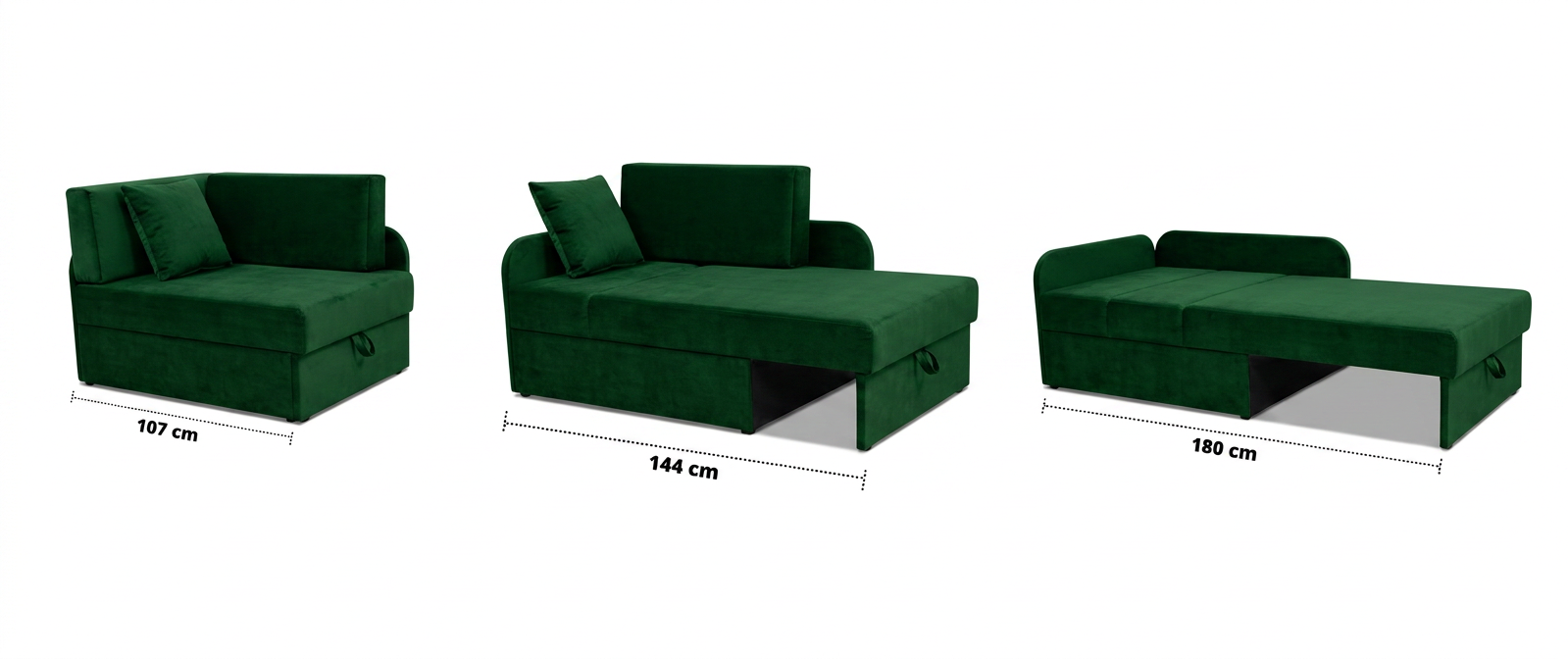 Łóżko dziecięce sofa kanapa rozkładana pojemnik zielony Denis Family Meble — widoki produktu
