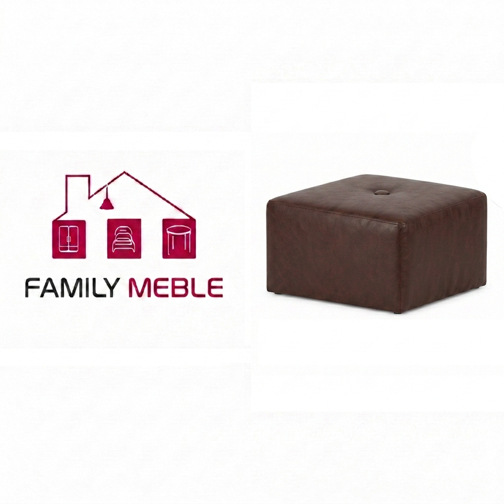 Family Meble — Pufa podnóżek siedzisko kostka brązowa ekoskóra skaj Family Meble