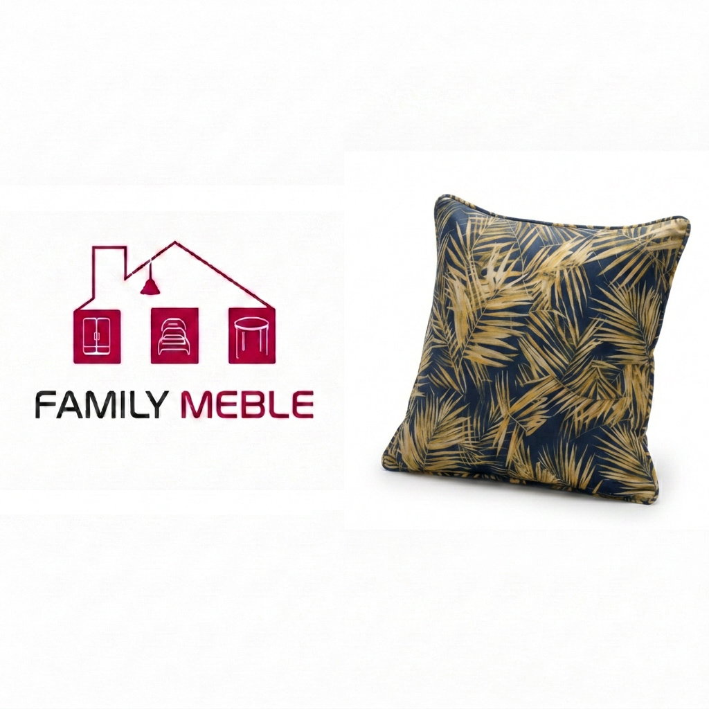 Family Meble — Poduszka dekoracyjna jasiek 45 x 45 poszewka granatowy Family Meble