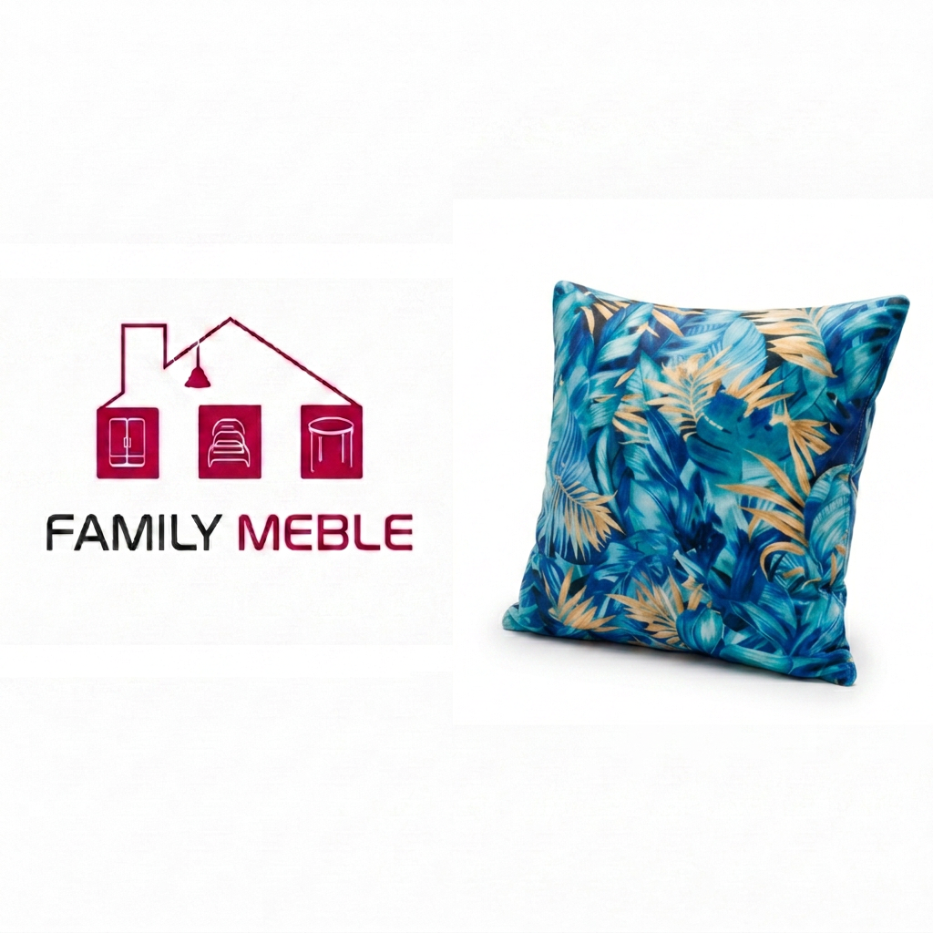 Family Meble — Poduszka dekoracyjna jasiek 45 x 45 poszewka niebieski welur Family Meble