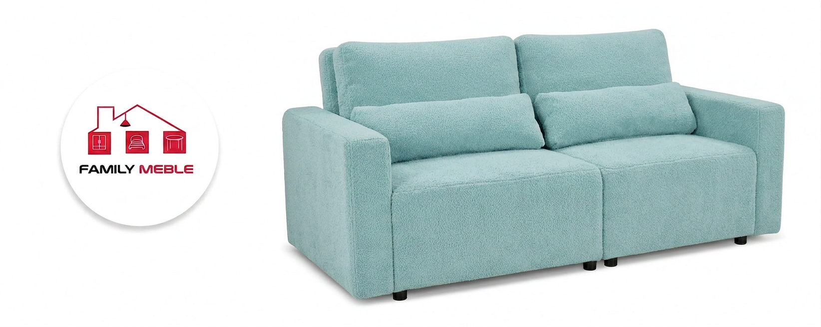 Family Meble — Zestaw wypoczynkowy sofa 2 kanapa fotele jasny niebieski Komo Family meble