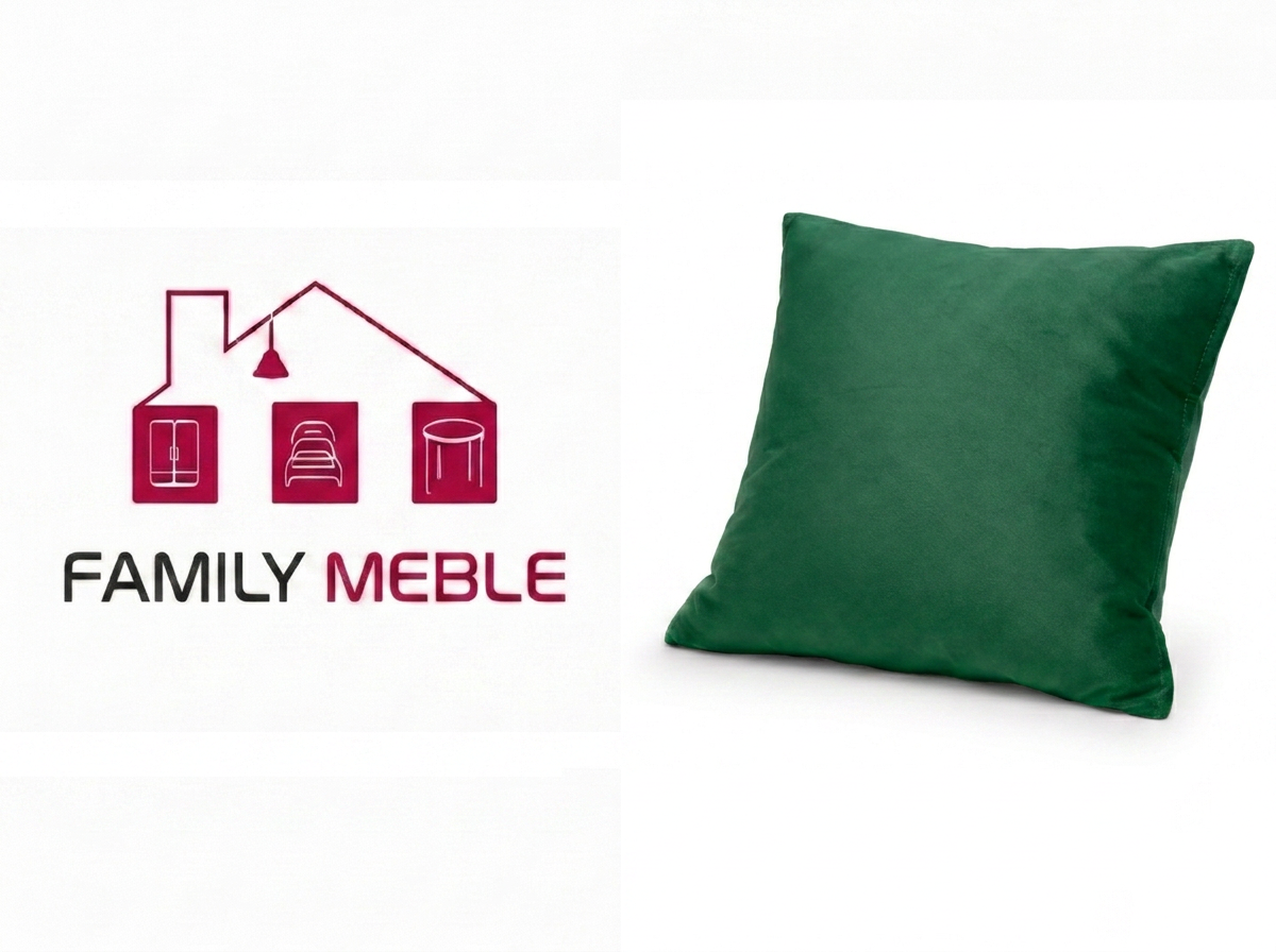 Family Meble — Poduszka dekoracyjna jasiek 45 x 45 poszewka butelkowa zieleń monolit