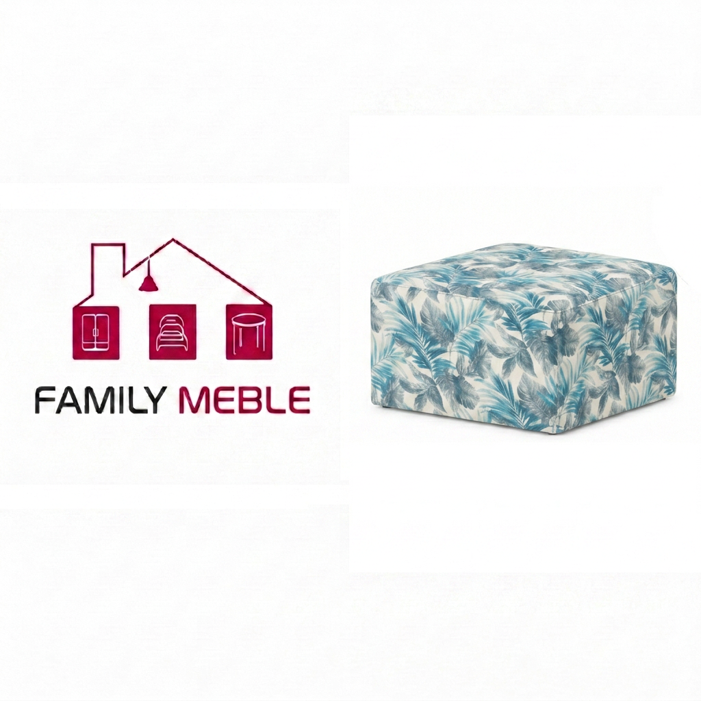 Family Meble — Pufa podnóżek siedzisko kostka liście tropikalne Fami Family Meble