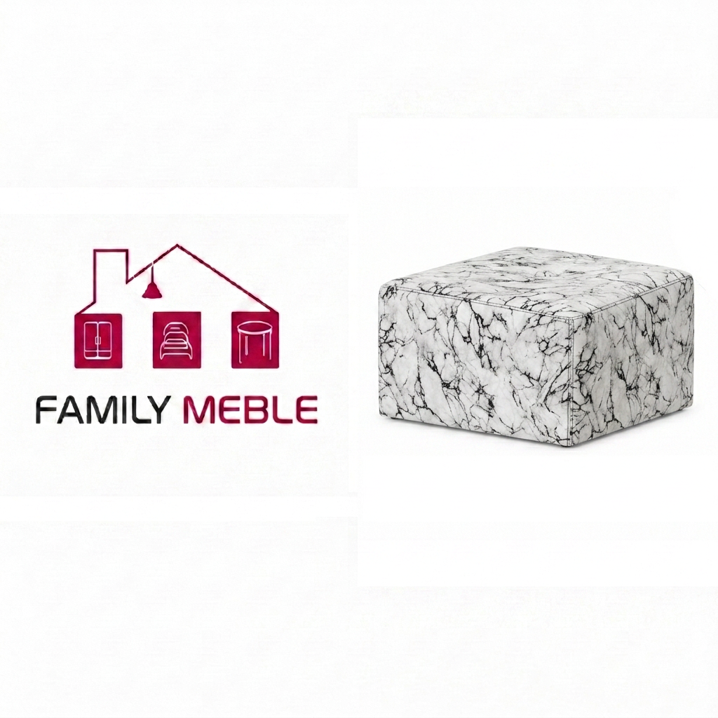 Family Meble — Pufa podnóżek siedzisko kostka biały marmur wzór Fami Family Meble