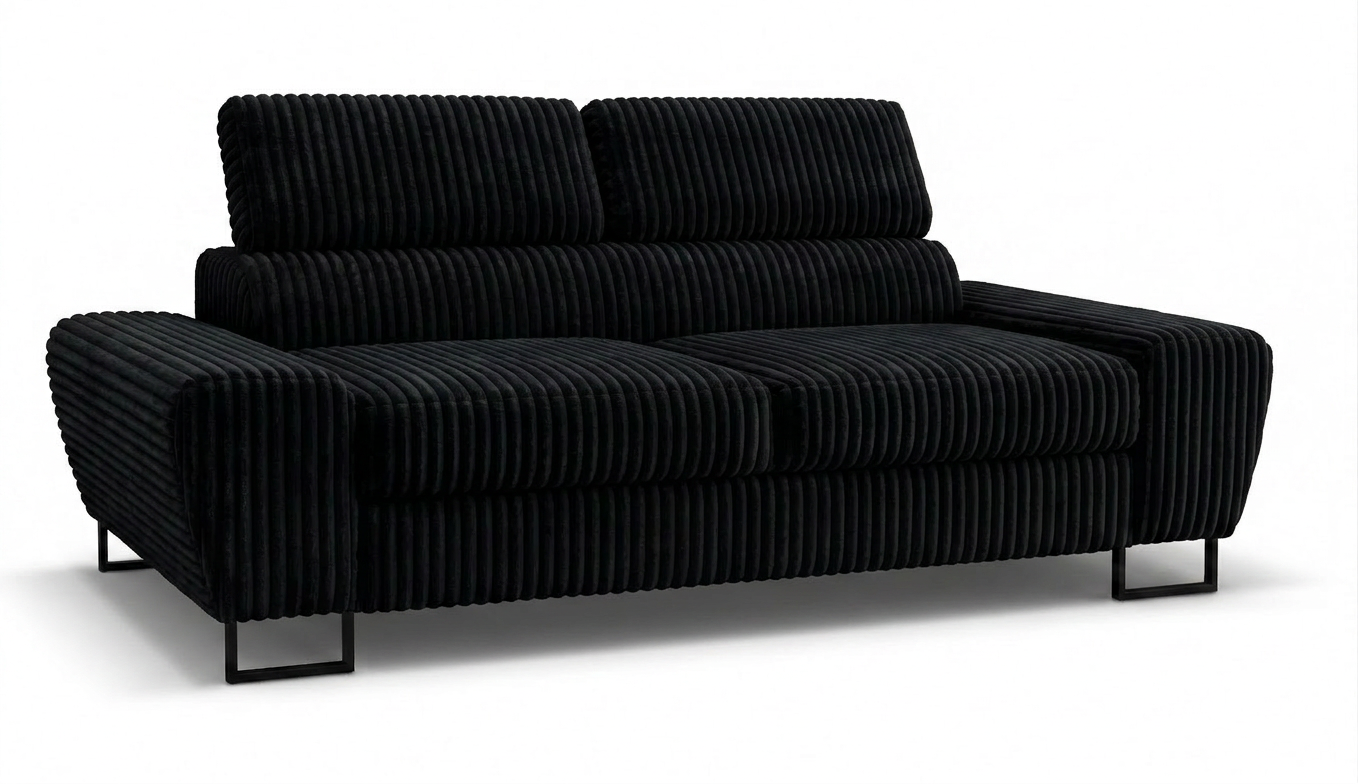 Sofa 2-osobowa uszak Savio czarna ciemna sztruks Idylla Family Meble - czarny