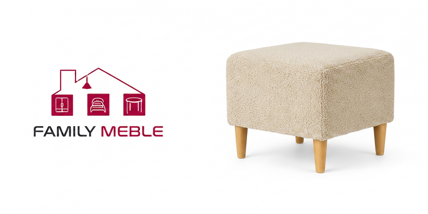 Family Meble — Ari pufa tapicerowana puf podnóżek siedzisko salonu beżowa Family Meble