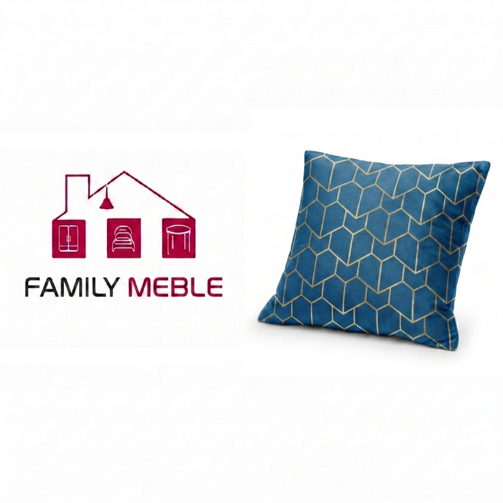 Family Meble — Poduszka dekoracyjna jasiek 45 x 45 poszewka niebieski welur Family Meble