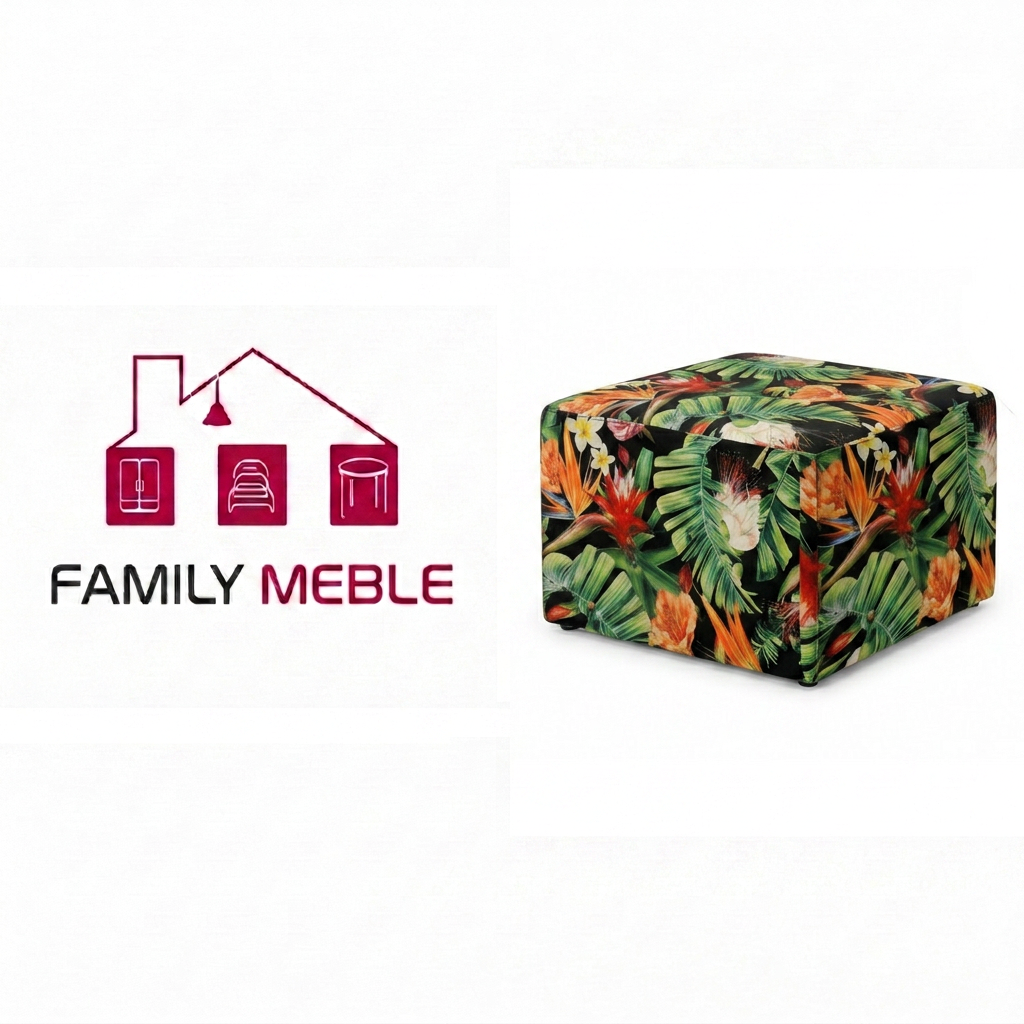 Family Meble — Pufa podnóżek siedzisko kostka ciemny zielony pomarańczowy FAMI Family
