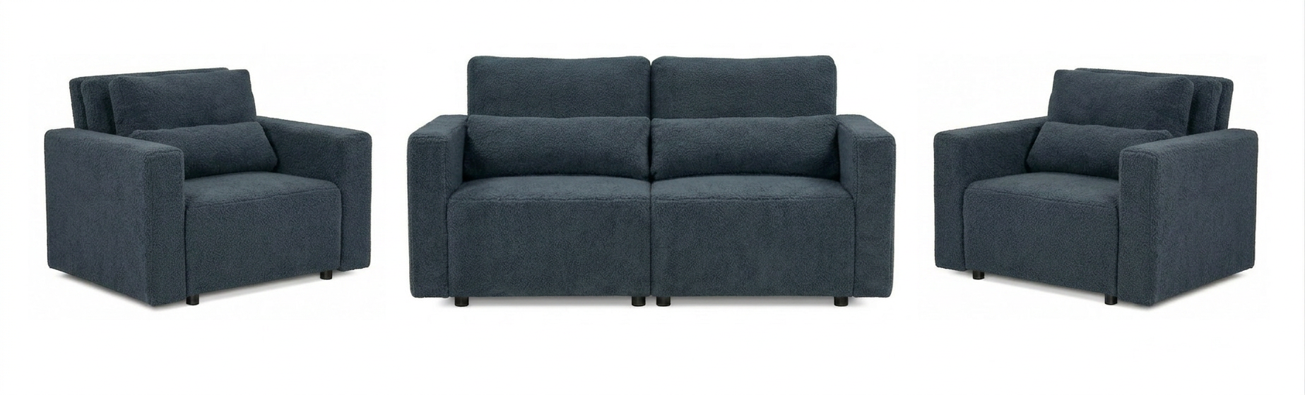 Zestaw wypoczynkowy sofa 2 kanapa fotele salon niebieski Komo Family meble — widoki produktu