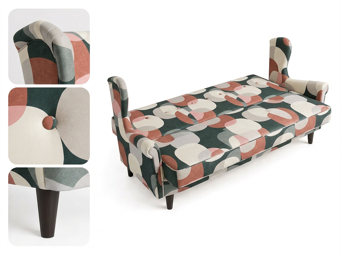 Wersalka Uszak skandynawska styl biało czarno czerwone Design Family Meble — detale