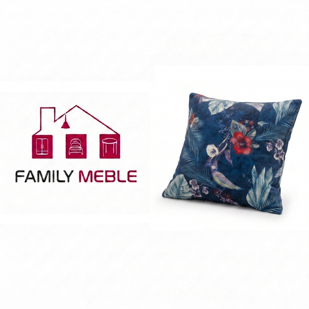 Family Meble — Poduszka dekoracyjna jasiek 45 x 45 poszewka niebieski welur Family Meble